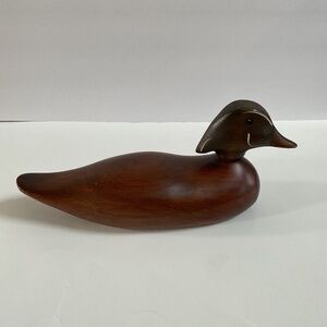 Vintage Duck Decoy Wood Duck TL Plum Original Hickory North Carolina Carved #257